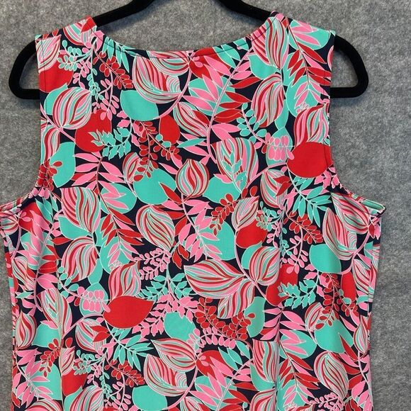 TALBOTS Tank Top Women’s 1X Pink Red Bright Tropical Print Scuba Fabric Tunic - Picture 12 of 14